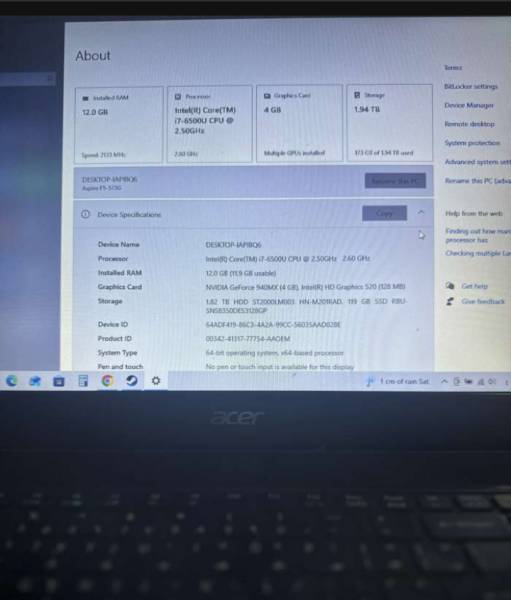 لاب ايسر كور i7 للبيع 