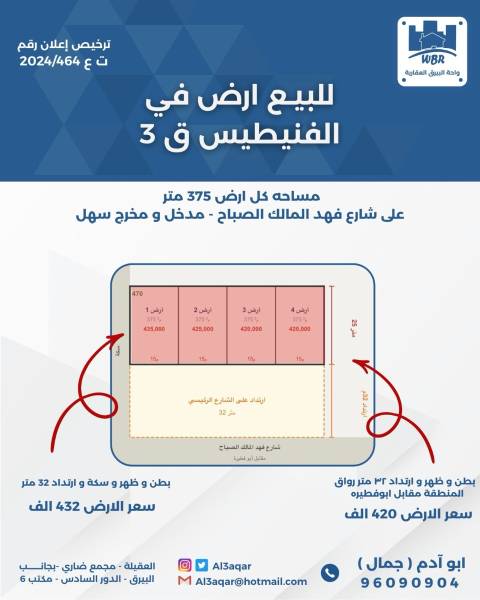 للبيع ارض في الفنيطيس ق3
