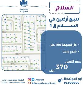 للبيع ارضين  في السلام