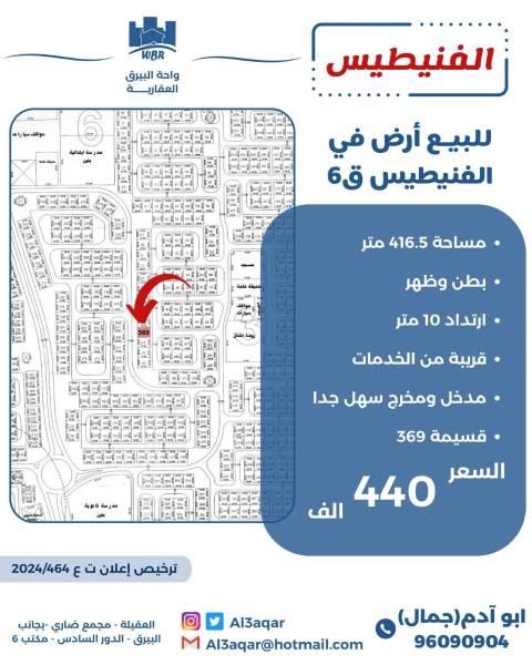 للبيع ارض في الفنيطيس ق6
