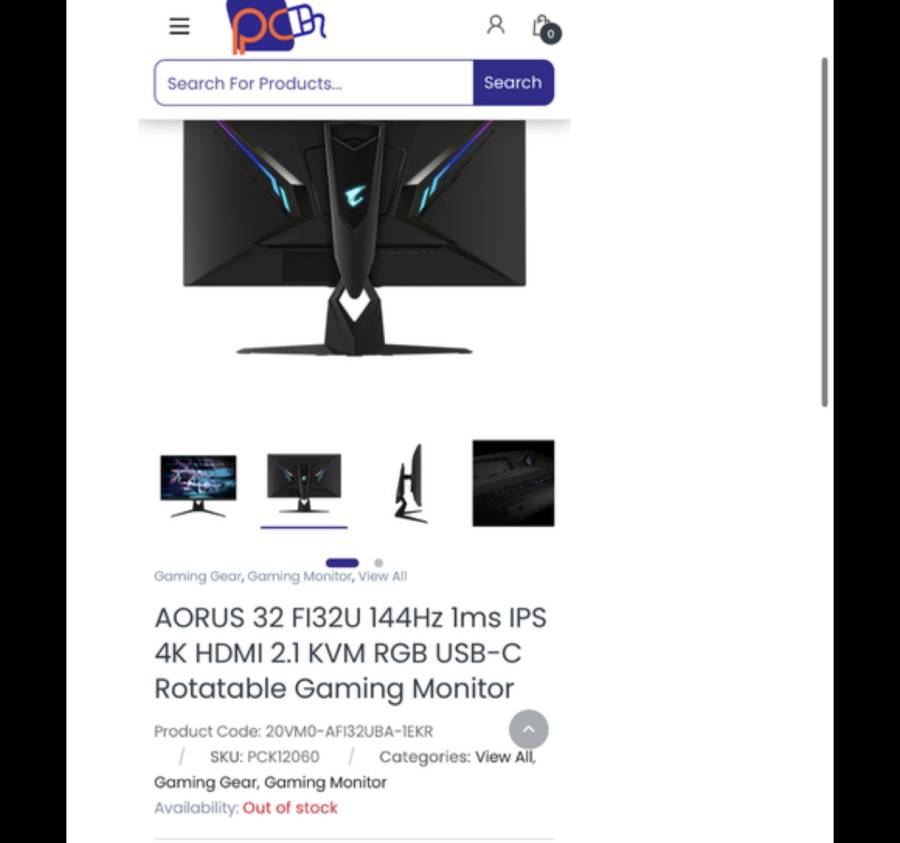 Aorus 4K 144fps شاشة للبيع